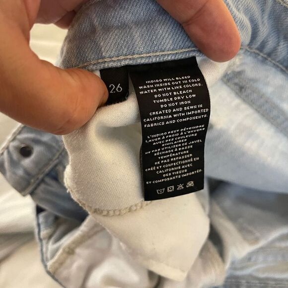 J Brand Liza wide leg cropped culotte denim jeans raw hem size 26 light blue - Picture 7 of 11